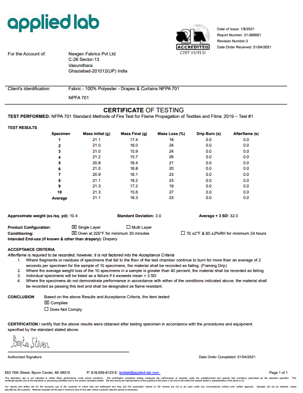 NFPA 701